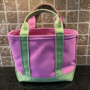 L.L. Bean Pink and Green Canvas Tote Bag